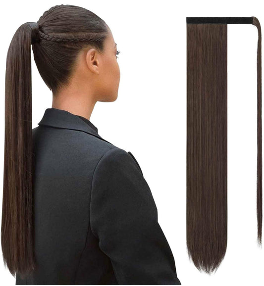 140 Gram -DARK BROWN Wrap Around Clip-In Ponytail