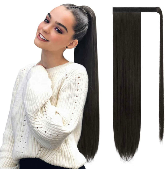 140 Gram -OFF BLACK Wrap Around Clip-In Ponytail